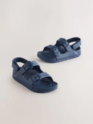 Navy Double Buckle Ankle Strap EVA Sandals