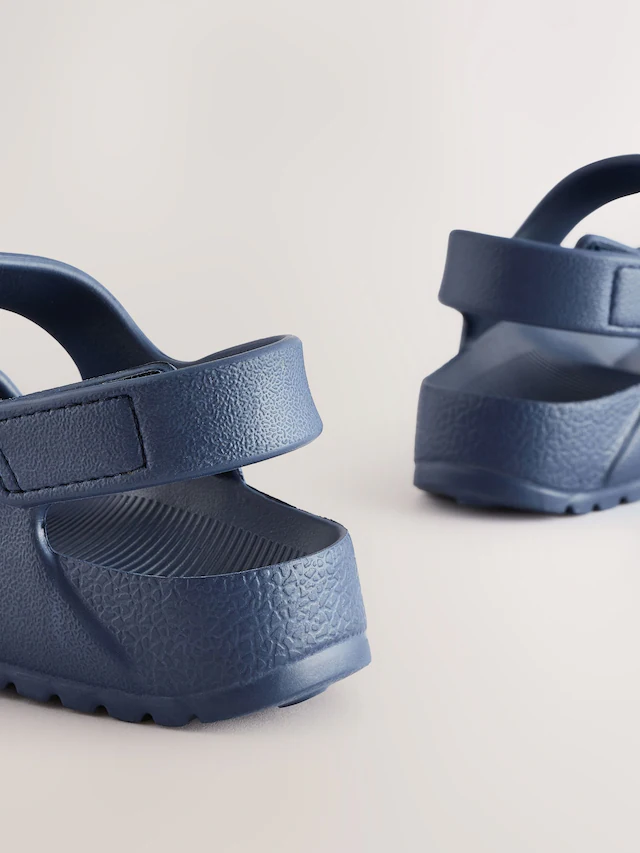 Navy Double Buckle Ankle Strap EVA Sandals