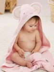 JoJo Maman Bébé Pink Mouse Character Hooded Towel