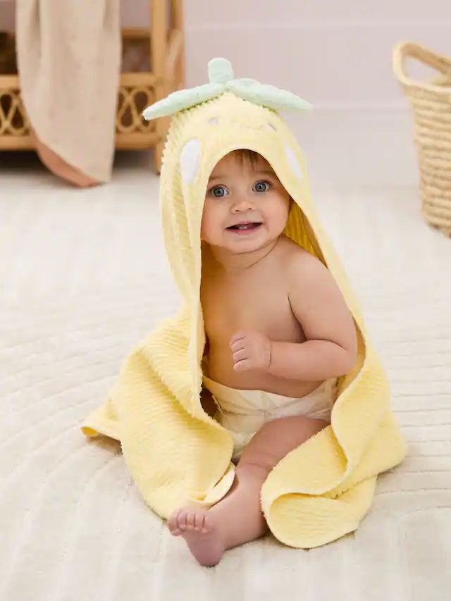 JoJo Maman Bébé Yellow Lemon Character Hooded Towel
