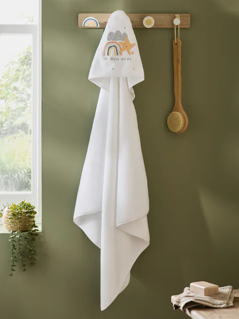 White Im New Here 100% Cotton Hooded Baby Towel