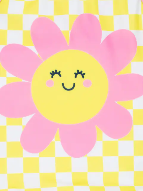 Character Yellow Pattern Checker Board Flower Swimsuit