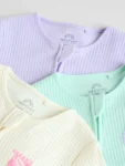Multi 3 Pack Two Way Zip Baby Sleepsuits (0mths-3yrs)
