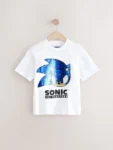 White/Blue Sonic Flippy Sequin T-Shirt
