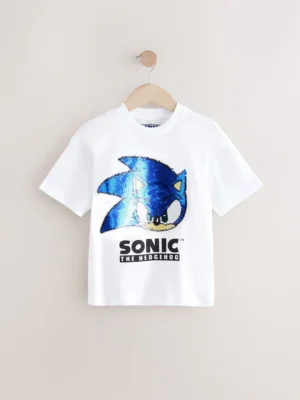 White/Blue Sonic Flippy Sequin T-Shirt