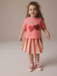 Cherry Pink Short Sleeve Skirt Set