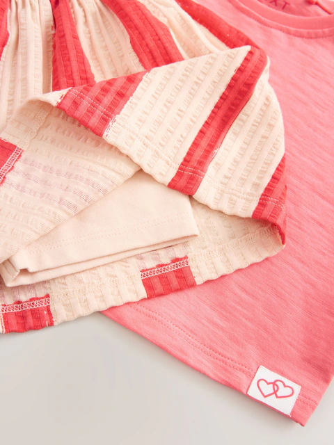 Cherry Pink Short Sleeve Skirt Set (3mths-7yrs)