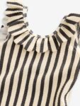 Black/White Stripe Frill Neck Swimsuit