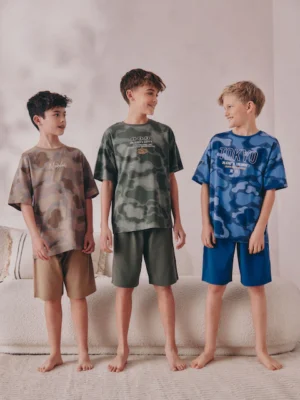Blue/Green Camo Short Pyjamas 3 Pack