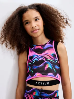 Black/Pink Wave Sports Crop Top