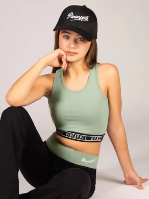 Pineapple Green Tape Hem Midi Crop Top