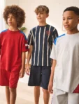 Red/Blue/Grey Stripe Sport Shorts Pyjamas 3 Pack