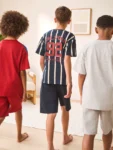 Red/Blue/Grey Stripe Sport Shorts Pyjamas 3 Pack