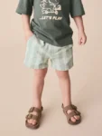 Mint Green Stripe Pull On Shorts