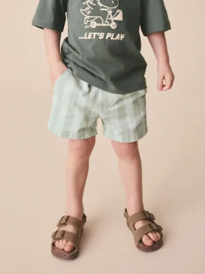 Mint Green Stripe Pull On Shorts