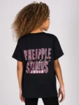 Pineapple Black Girls Leopard Print Dance T-Shirt