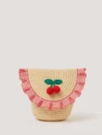 Monsoon Natural Cherry Gingham Straw Bag