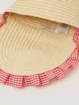 Monsoon Natural Cherry Gingham Straw Bag