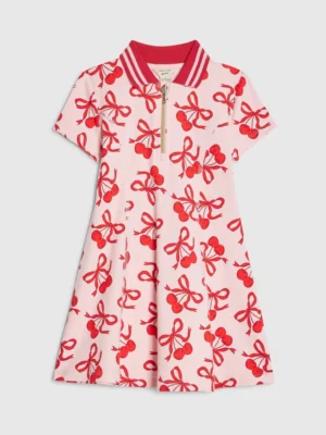 River Island Pink Cherry Print Polo Dress