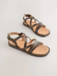 Chocolate Brown Standard Fit (F) Strappy Sandals