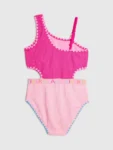 River Island Pink Asymmetric Textured Logo Swimsuit