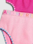River Island Pink Asymmetric Textured Logo Swimsuit