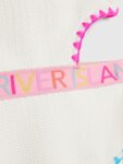 River Island White Asymmetric Textured Logo Swimsuit