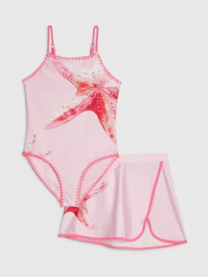 River Island Pink Starfish Placement Swimsuit & Skirt Set