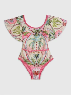 River Island Pink All Over Palm Print Swimsuit