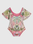 River Island Pink All Over Palm Print Swimsuit