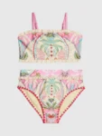 River Island Pink All Over Palm Print Square Neck Bikini