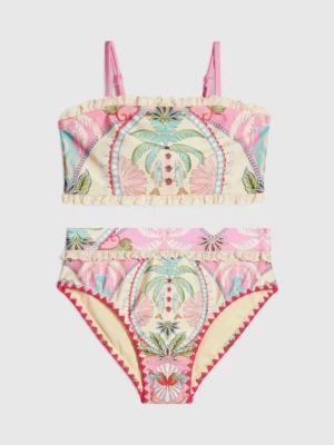 River Island Pink All Over Palm Print Square Neck Bikini