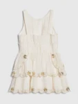 River Island Cream Embellished Scalloped Shirred Dress