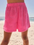 Pink Shell Towelling Hoodie And Shorts Set