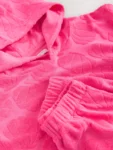 Pink Shell Towelling Hoodie And Shorts Set
