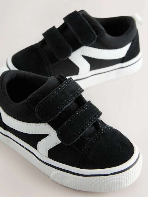 Black/White Standard Fit (F) Touch Fastening Trainers