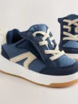 Blue Standard Fit (F) Touch Fastening Elastic Lace Trainers