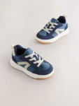 Blue Standard Fit (F) Touch Fastening Elastic Lace Trainers