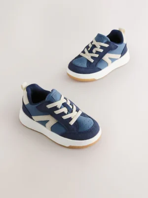 Blue Standard Fit (F) Touch Fastening Elastic Lace Trainers