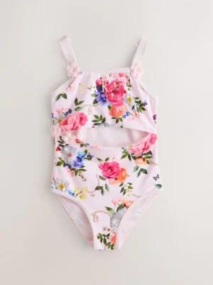Baker by Ted Baker Pink Cut-Out Floral Printed Swimsuit