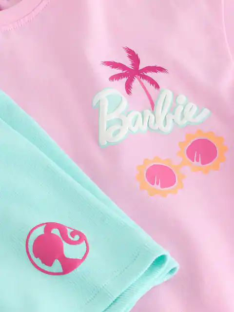 Pink Barbie Short Sleeve T-Shirt and Cycle Shorts Set