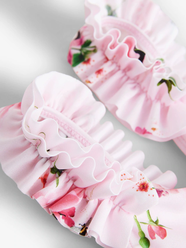 Baker by Ted Baker Pink Floral Frill Peplum Swimsuit