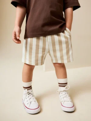 Cement/Ecru Stripe Jersey Shorts