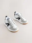 Grey/Black Standard Fit (F) Elastic Lace Trainers