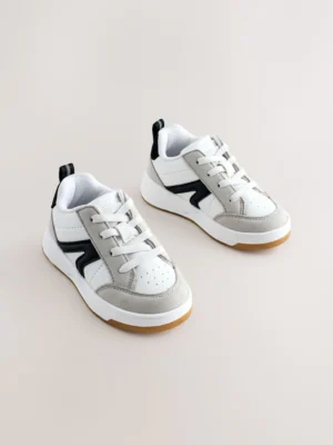 Grey/Black Standard Fit (F) Elastic Lace Trainers