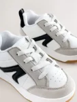 Grey/Black Standard Fit (F) Elastic Lace Trainers