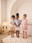 Pink/Blue Bear Print Short Pyjamas 3 Pack