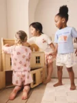 Pink/Blue Bear Print Short Pyjamas 3 Pack
