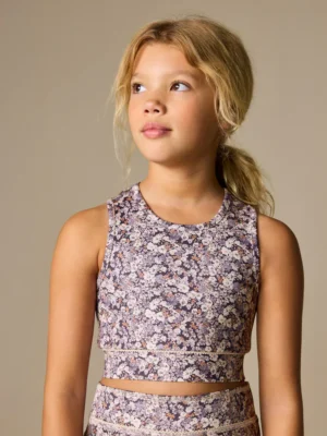 Lilac Purple Floral Sports Crop Top