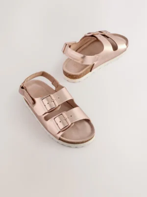 Rose Gold Wide Fit (G) Touch and Close Corkbed Sandals